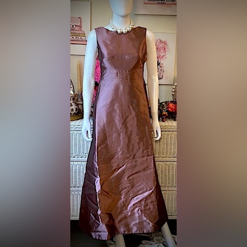 Velasco Andersson Maxi Dress Gown Metallic Silk in Mauve Size 4